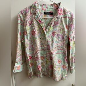 Ralph Lauren Multicolor Paisley pajama top women's size large. NT25